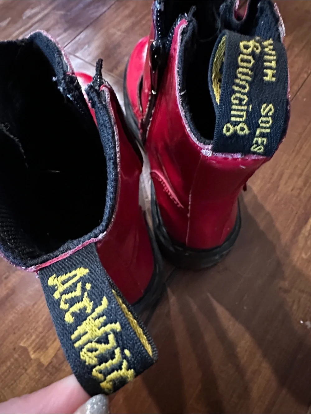 Dr. Martens Kids Red  Moto Biker Buckle Boots Youth Size 1 EU 32